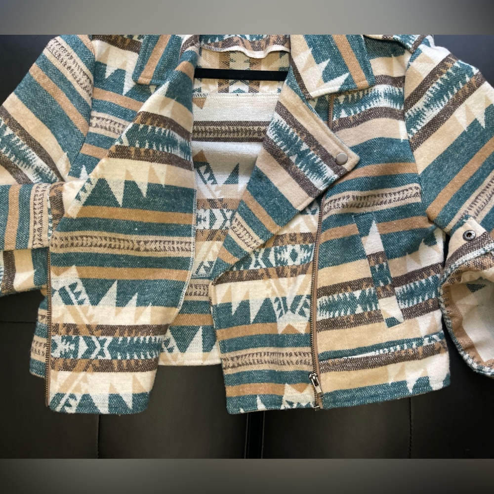Tribal Pattern Biker Style Jacket - Picture 5 of 5